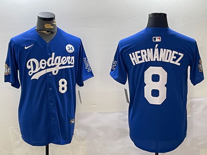 Men Los Angeles Dodgers 8 Hernandez Blue Game 2024 Nike MLB Jersey style 11201